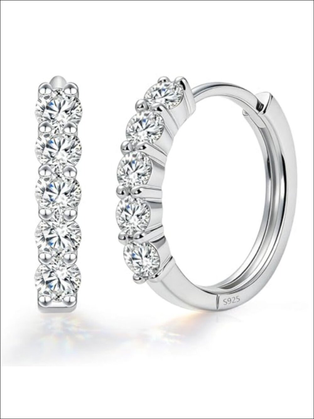 925 Sterling Silver Moissanite Huggie Hoop Earrings Hypoallergenic